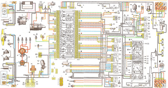 Схема электрооборудования ВАЗ-2104 (ВАЗ-21043) с торпедой ВАЗ-2107